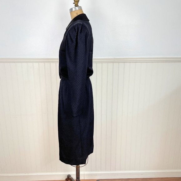 40s-50s style vintage quilted black button front dress - size M - Picture 5 of 10